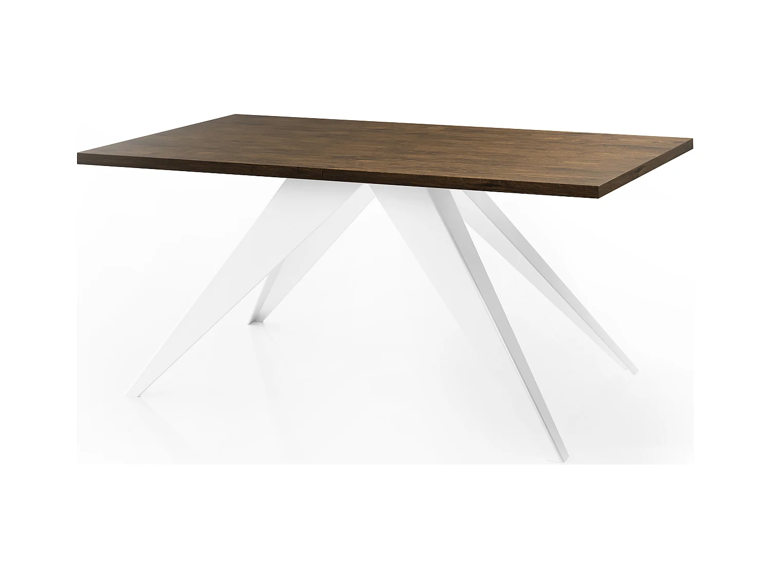 Table à Manger Vance Style Moderne - Table Rectangulaire Extensible de 160 à 260 cm, Pieds en Métal Blanc Revêtement Poudre - 160 x 90 cm - Chêne Lefkas
