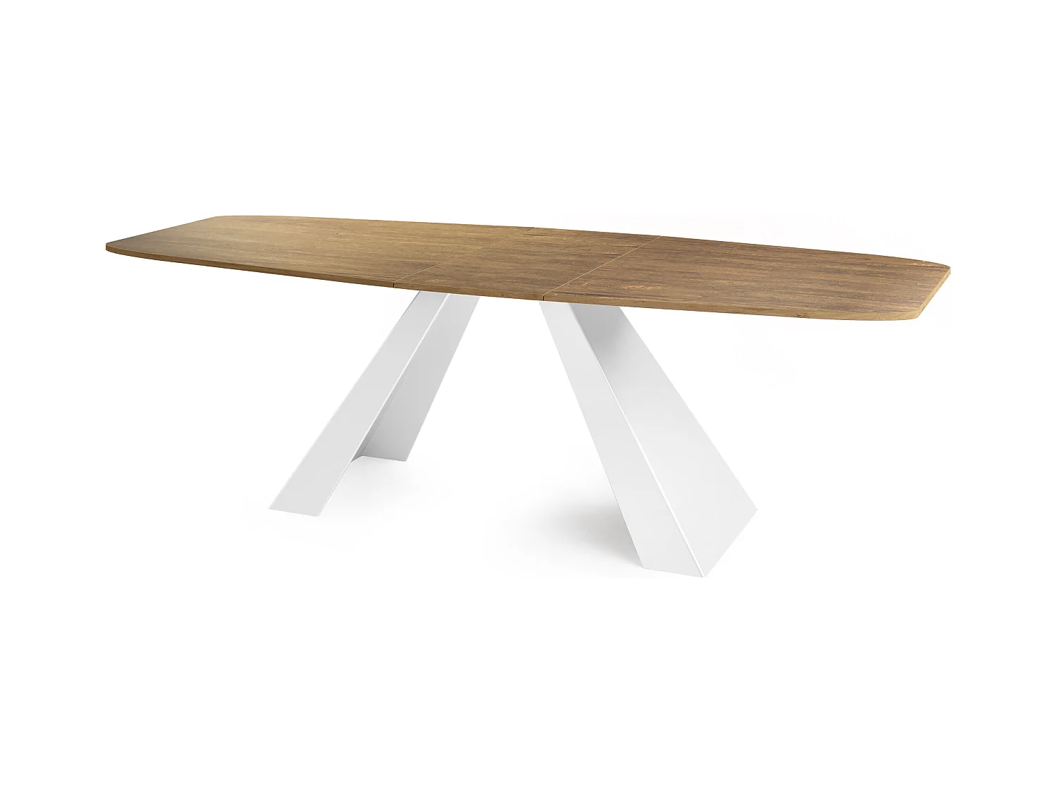 Table-à-Manger Extensible Monte Design Moderne, Table Rectangulaire - Extensible de 180 cm à 220 cm, Pieds Métalliques Blancs - 180x90 cm - Chêne Lefkas