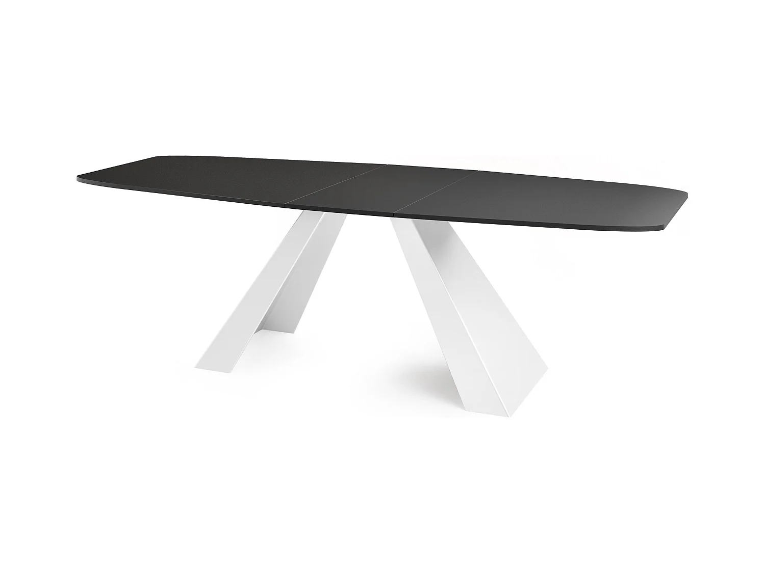 Table-à-Manger Extensible Monte Design Moderne, Table Rectangulaire - Extensible de 180 cm à 220 cm, Pieds Métalliques Blancs - 180x90 cm - Noir