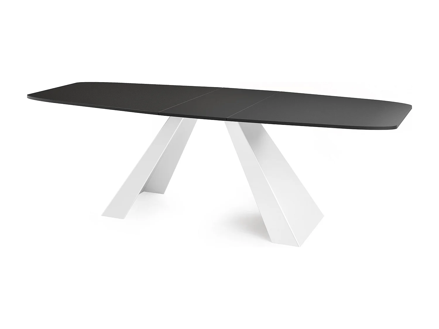 Table-à-Manger Extensible Monte Design Moderne, Table Rectangulaire - Extensible de 180 cm à 220 cm, Pieds Métalliques Blancs - 180x90 cm - Noir