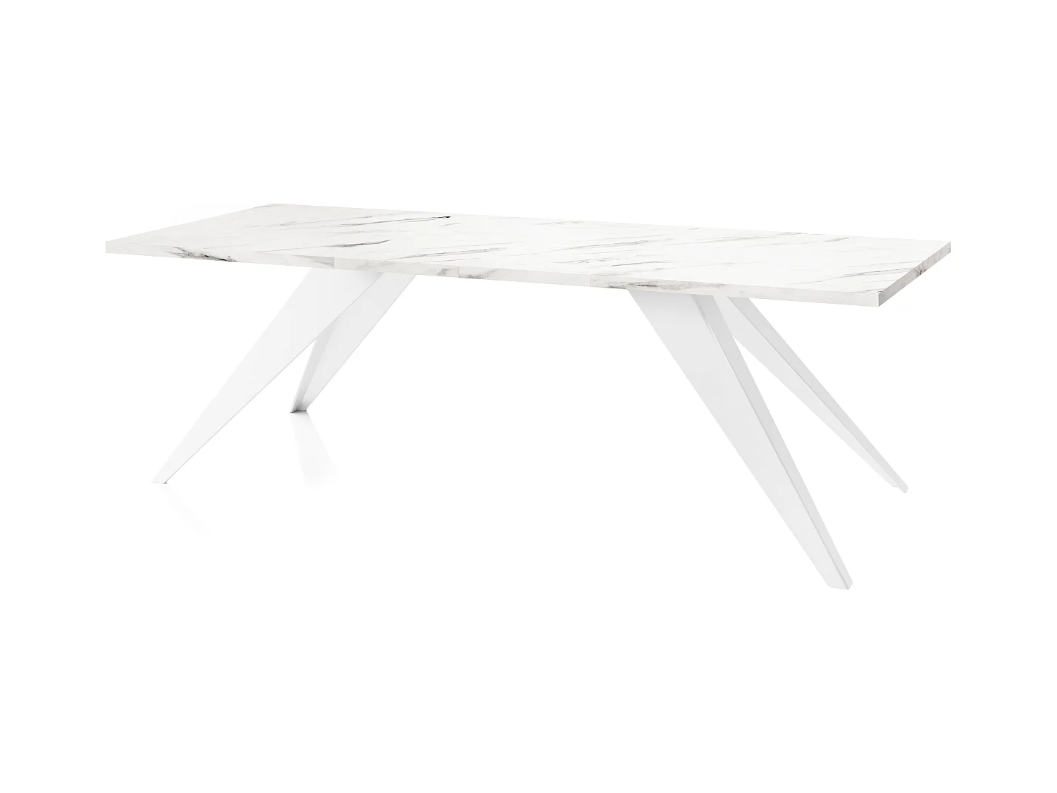 Table à Manger Vance Style Moderne - Table Rectangulaire Extensible de 140 à 240 cm, Pieds en Métal Blanc Revêtement Poudre - 140 x 80 cm - Marbre Blanc