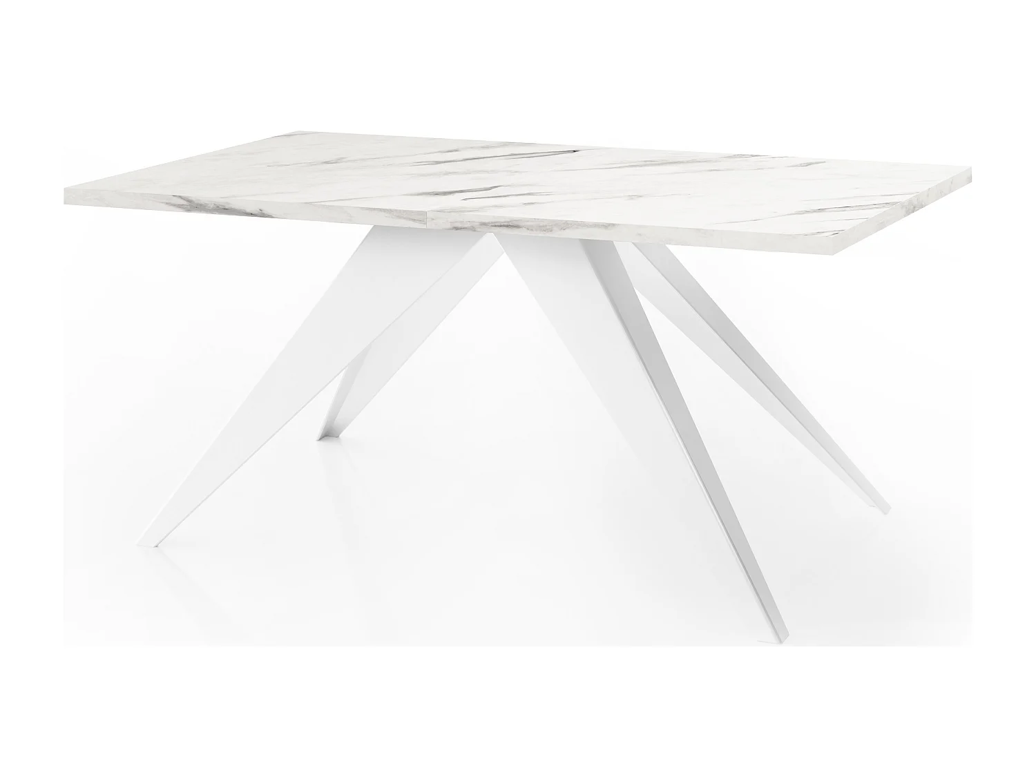Esstisch Venus im Modern Still, Rechteckig Tisch - Ausziehbar von 140 cm bis 240 cm, Pulverbeschichtete Weiße Metallbeine - 140 x 80 cm - Marmor Weiß