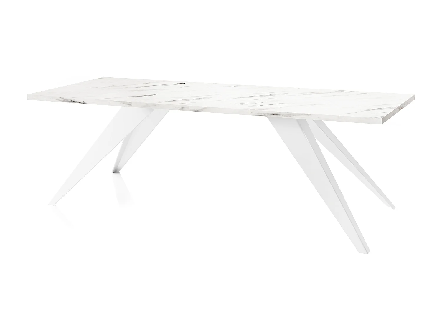 Esstisch Venus im Modern Still, Rechteckig Tisch - Ausziehbar von 140 cm bis 240 cm, Pulverbeschichtete Weiße Metallbeine - 140 x 80 cm - Marmor Weiß