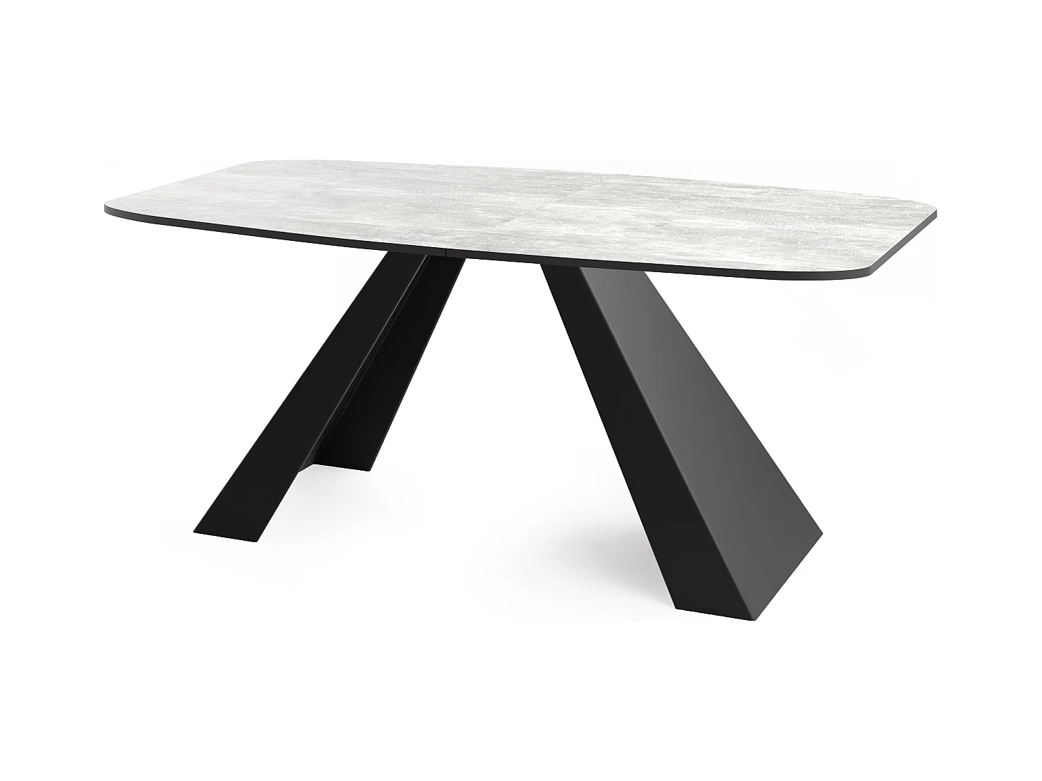 Table-à-Manger Extensible Monte Design Moderne, Table Rectangulaire - Extensible de 180 cm à 220 cm, Pieds Métalliques Noirs - 180x90 cm - Béton Gris