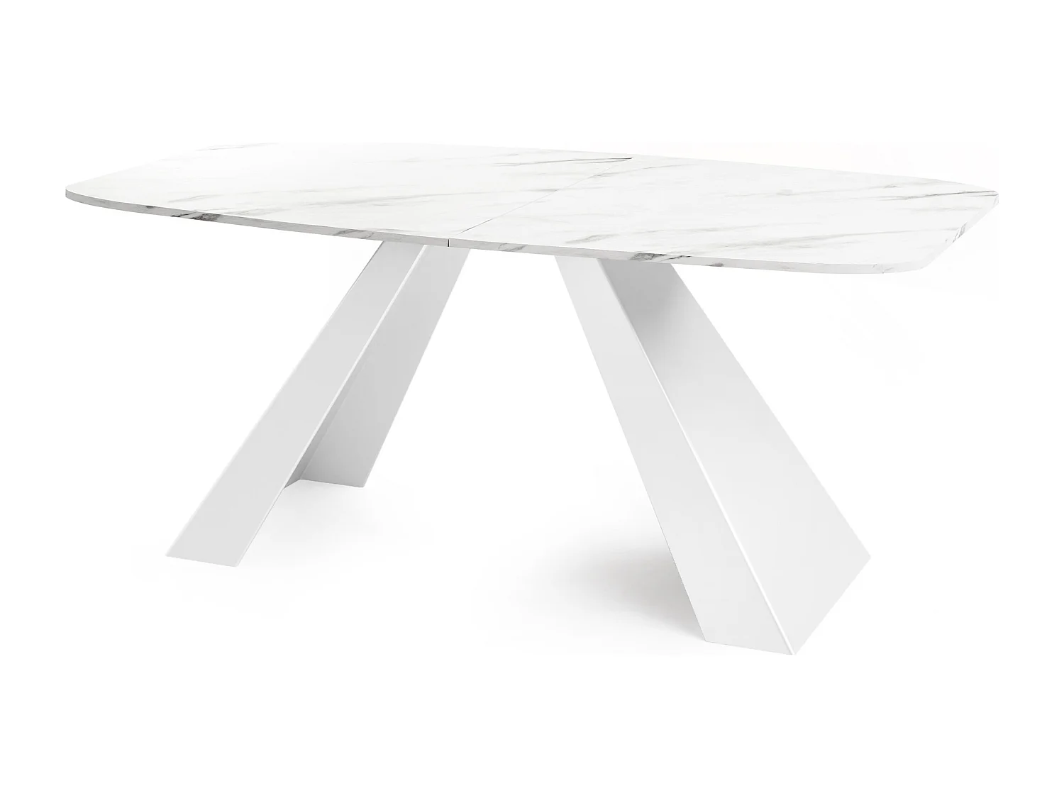 Esstisch Monte Weiß im Modern Stil, Rechteckiger Tisch - Ausziehbar von 160 cm bis 200 cm, Pulverbeschichtete Weiße Metallbeine - 160 x 80 cm - Marmor Weiß