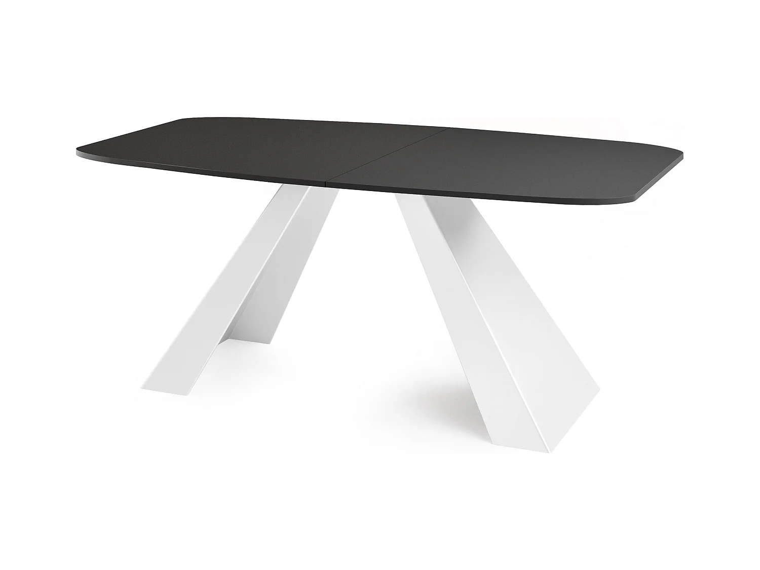 Table-à-Manger Extensible Monte Design Moderne, Table Rectangulaire - Extensible de 160 cm à 200 cm, Pieds Métalliques Blancs - 160x80 cm - Noir