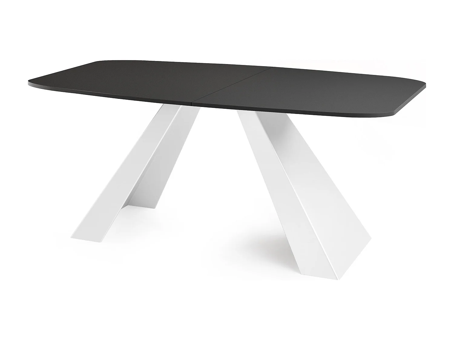 Table-à-Manger Extensible Monte Design Moderne, Table Rectangulaire - Extensible de 160 cm à 200 cm, Pieds Métalliques Blancs - 160x80 cm - Noir