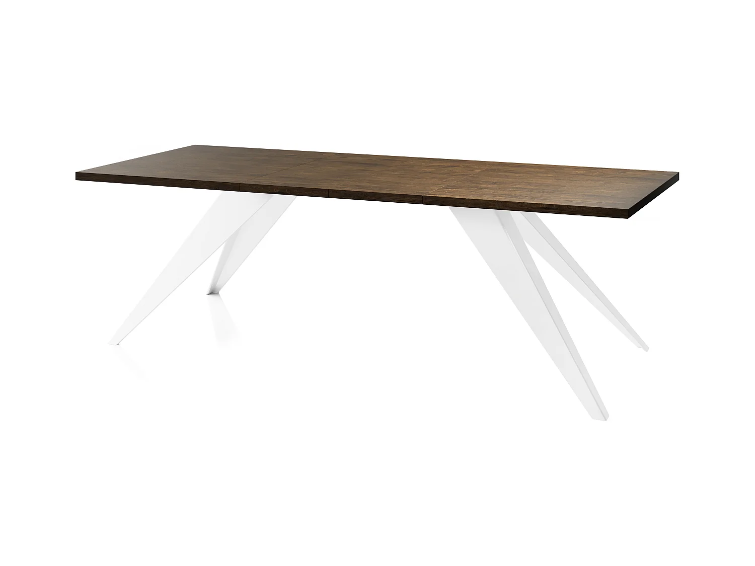 Table à Manger Vance Style Moderne - Table Rectangulaire Extensible de 140 à 240 cm, Pieds en Métal Blanc Revêtement Poudre - 140 x 80 cm - Chêne Lefkas