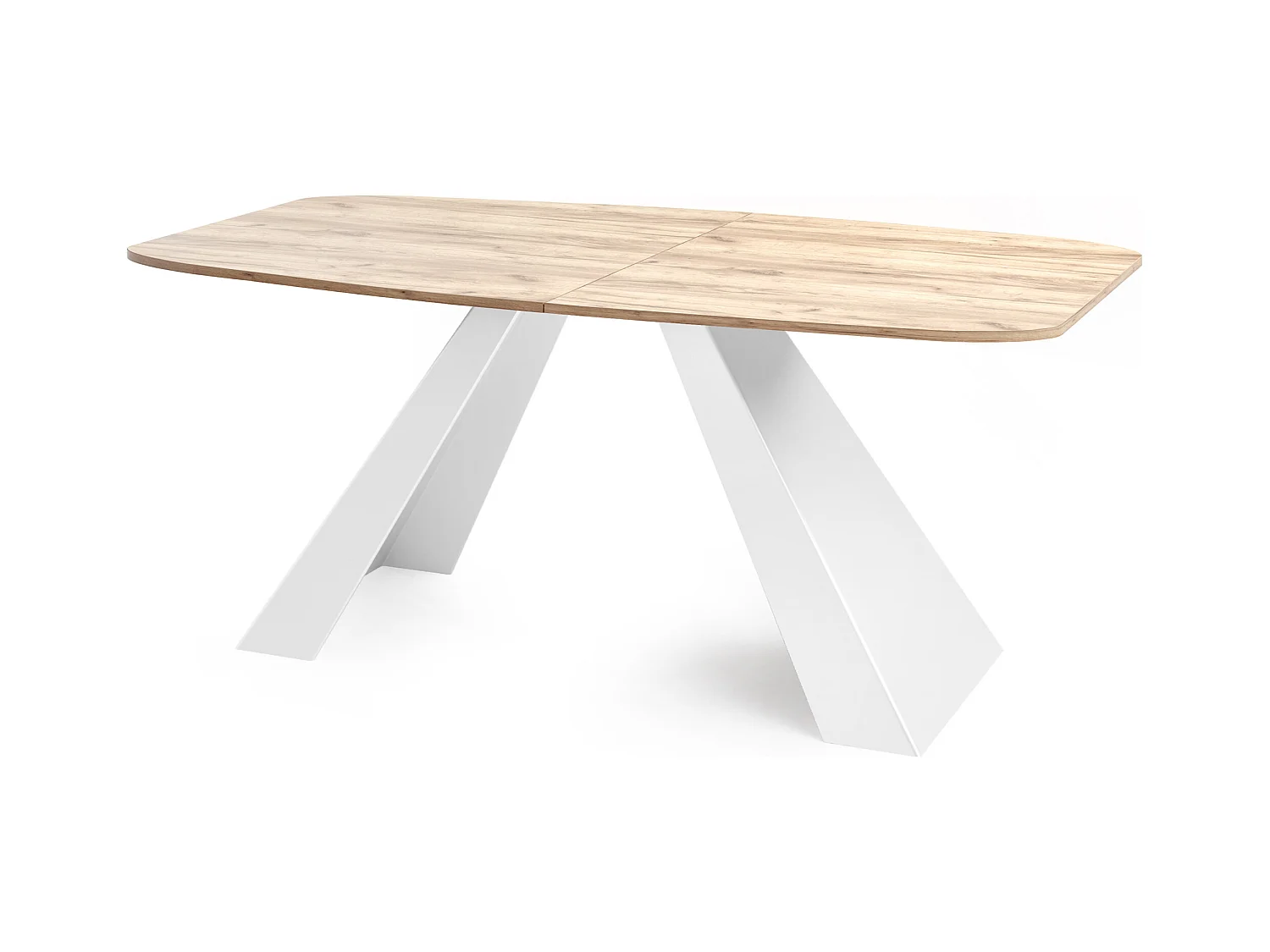 Table-à-Manger Extensible Monte Design Moderne, Table Rectangulaire - Extensible de 180 cm à 220 cm, Pieds Métalliques Blancs - 180x90 cm - Chêne Craft