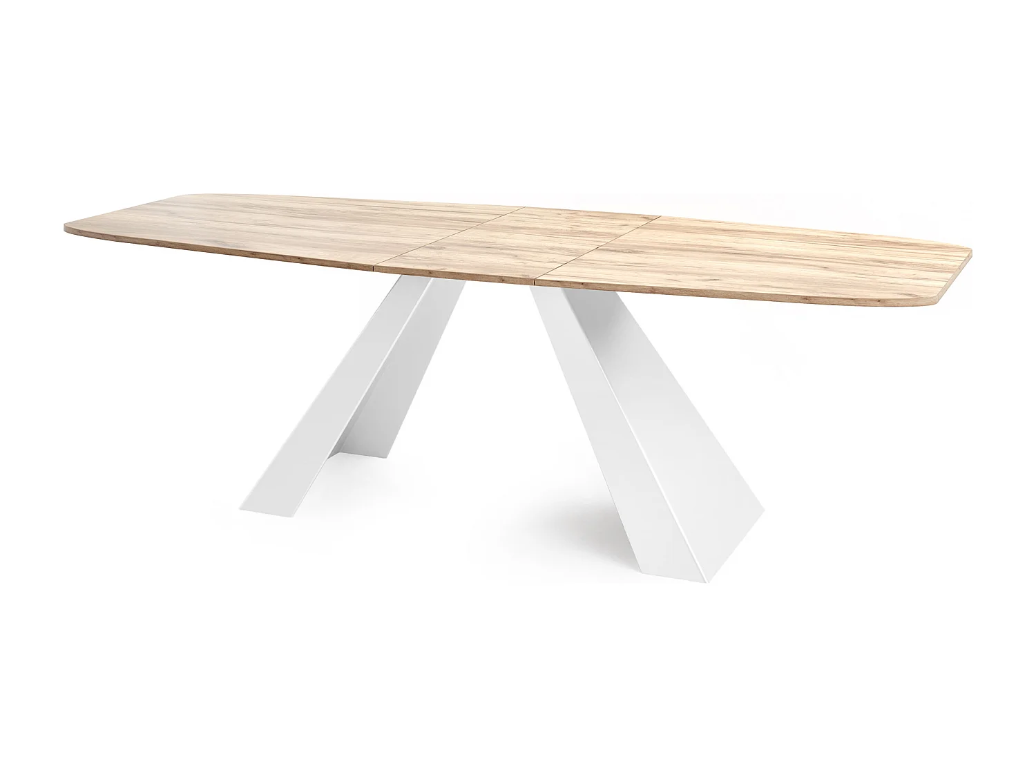 Esstisch Monte Weiß im Modern Stil, Rechteckiger Tisch - Ausziehbar von 180 cm bis 220 cm, Pulverbeschichtete Weiße Metallbeine - 180 x 90 cm - Craft Eiche