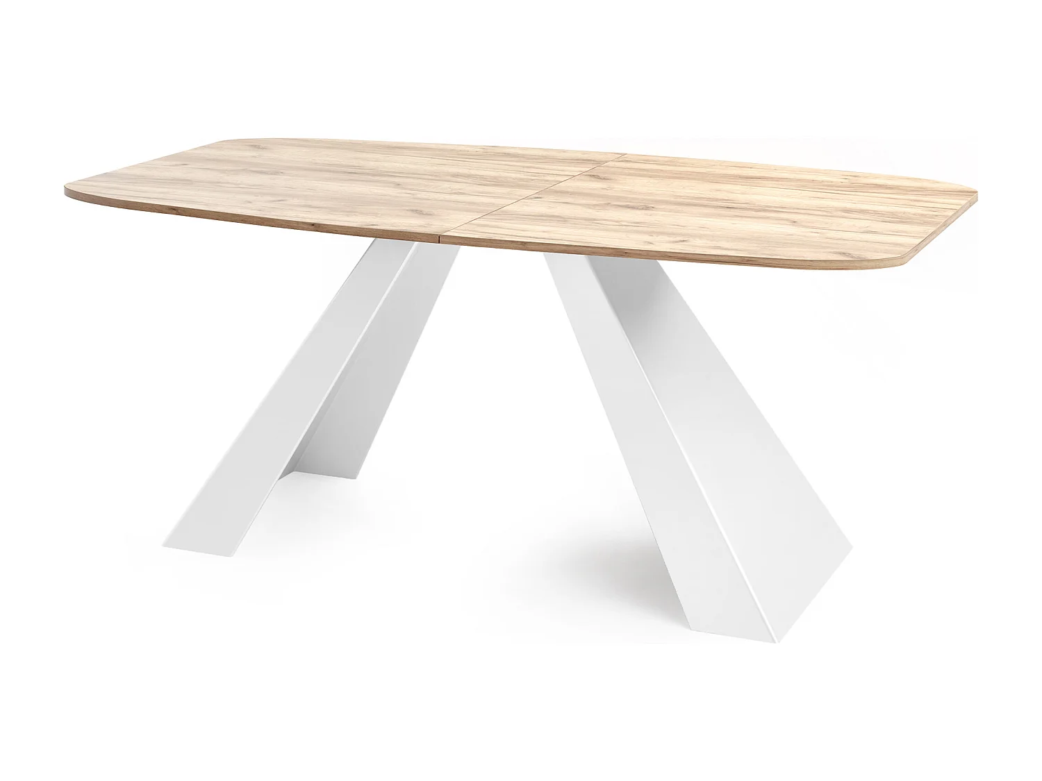 Esstisch Monte Weiß im Modern Stil, Rechteckiger Tisch - Ausziehbar von 180 cm bis 220 cm, Pulverbeschichtete Weiße Metallbeine - 180 x 90 cm - Craft Eiche