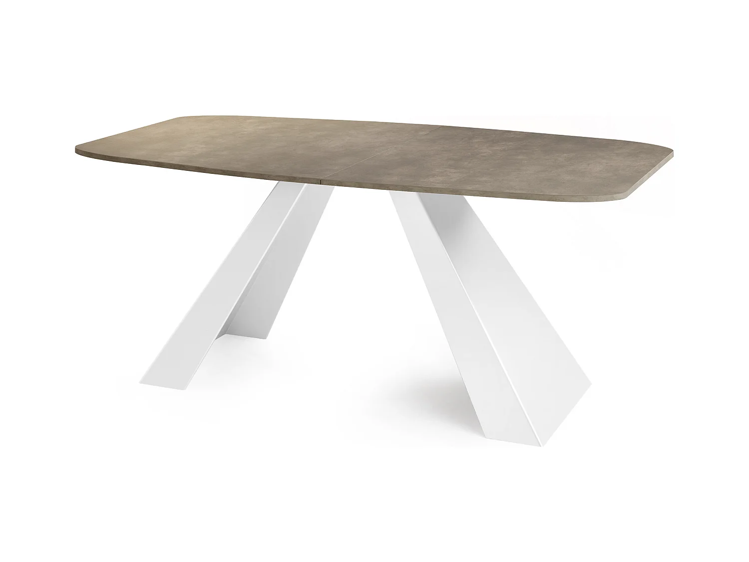 Table-à-Manger Extensible Monte Design Moderne, Table Rectangulaire - Extensible de 160 cm à 200 cm, Pieds Métalliques Blancs - 160x80 cm - Béton Gris Chicago