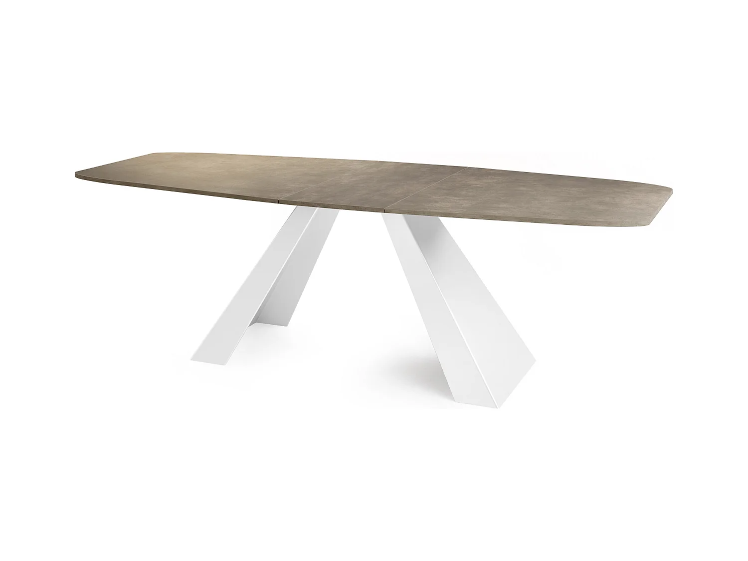 Table-à-Manger Extensible Monte Design Moderne, Table Rectangulaire - Extensible de 160 cm à 200 cm, Pieds Métalliques Blancs - 160x80 cm - Béton Gris Chicago