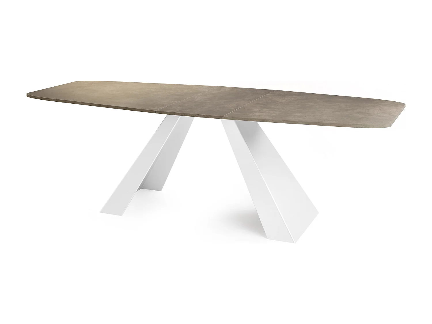 Table-à-Manger Extensible Monte Design Moderne, Table Rectangulaire - Extensible de 160 cm à 200 cm, Pieds Métalliques Blancs - 160x80 cm - Béton Gris Chicago