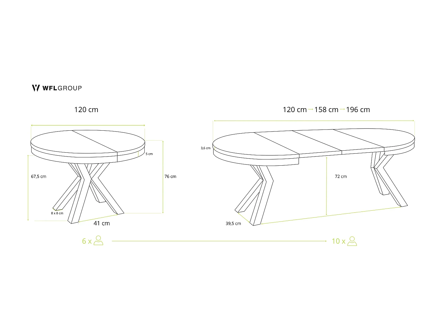 Runder Ausziehbarer Esstisch im Loft-Stil - Industrieller Tisch mit Goldenen Metallbeinen - Platzsparender Tisch für Wohnzimmer - Grauer Beton - 120 bis 200 cm