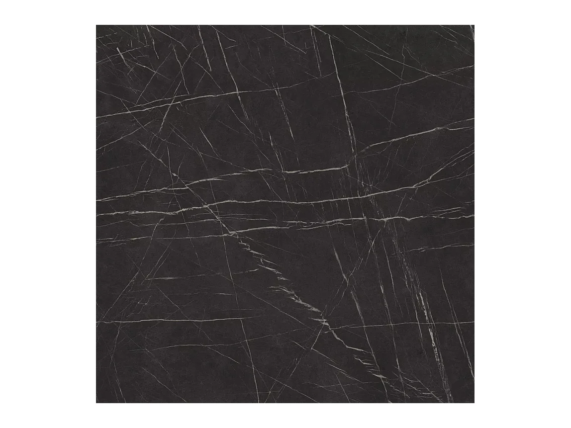 Table à Manger Vance Style Moderne - Table Rectangulaire Extensible de 160 à 260 cm, Pieds en Métal Blanc Revêtement Poudre - 160 x 90 cm - Marbre Noir