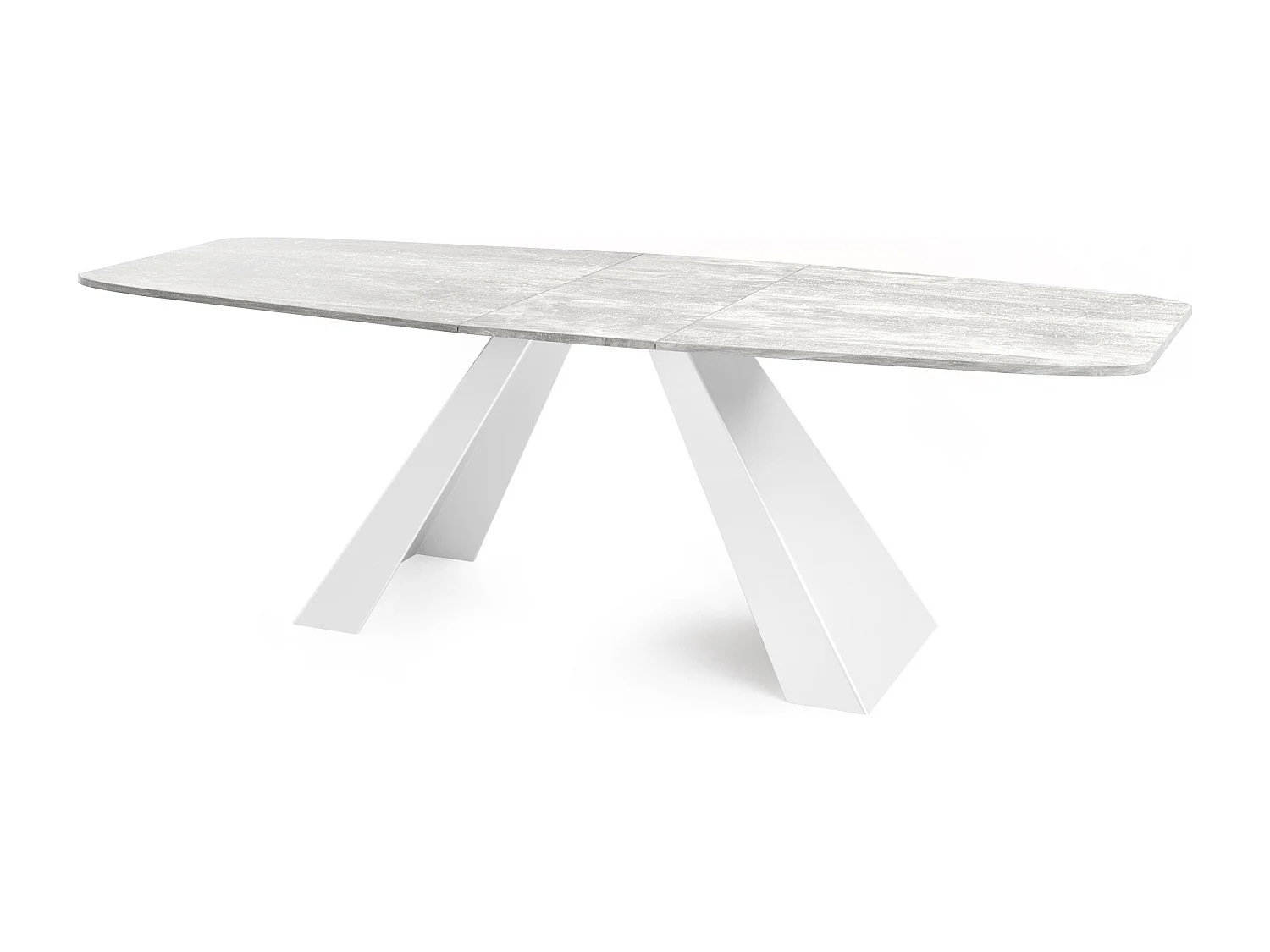 Table-à-Manger Extensible Monte Design Moderne, Table Rectangulaire - Extensible de 160 cm à 200 cm, Pieds Métalliques Blancs - 160x80 cm - Béton Gris