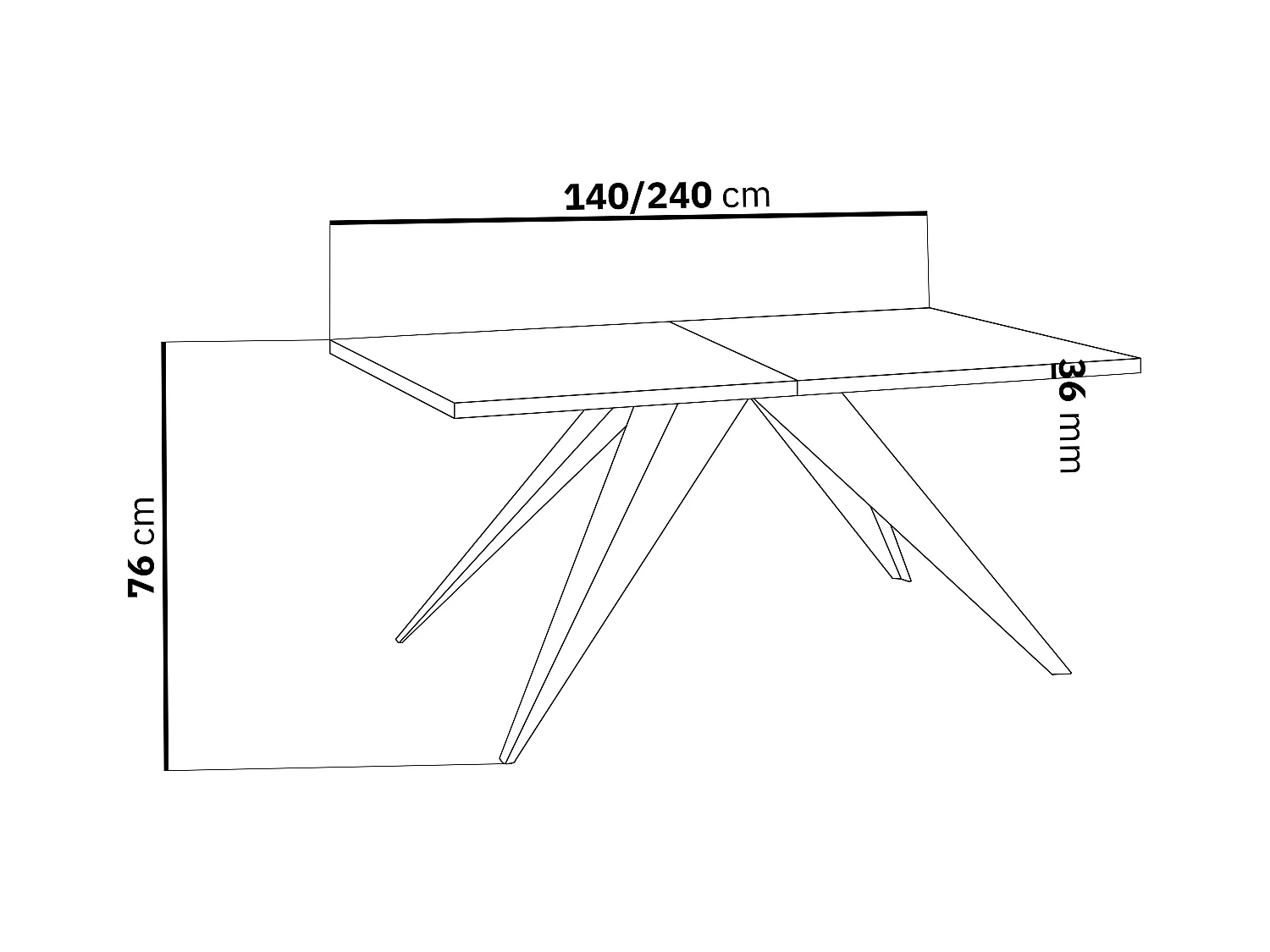 Table à Manger Vance Style Moderne - Table Rectangulaire Extensible de 140 à 240 cm, Pieds en Métal Blanc Revêtement Poudre - 140 x 80 cm - Marbre Noir
