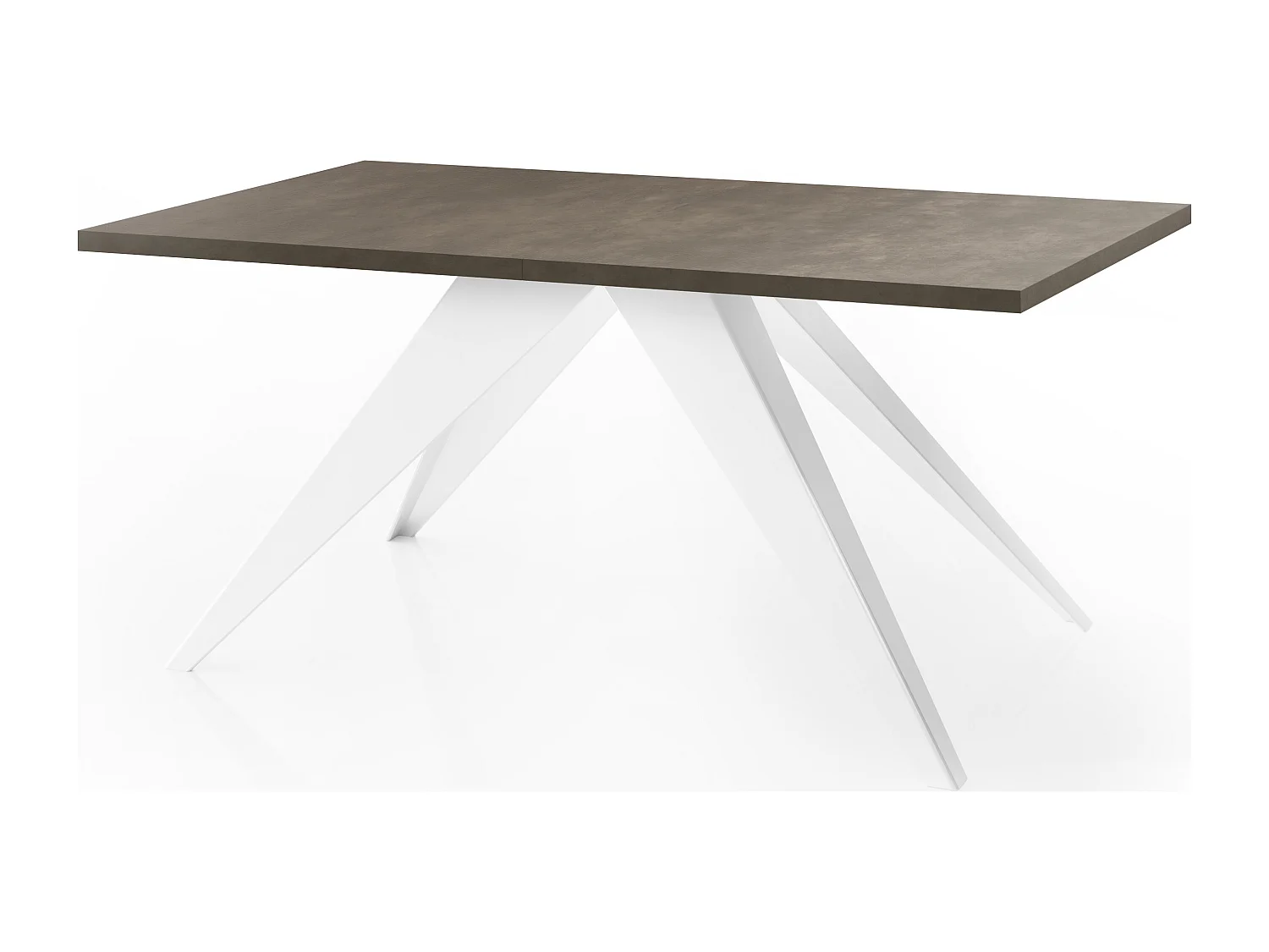 Esstisch Venus im Modern Still, Rechteckig Tisch - Ausziehbar von 140 cm bis 240 cm, Pulverbeschichtete Weiße Metallbeine - 140 x 80 cm - Chicago Beton Grau