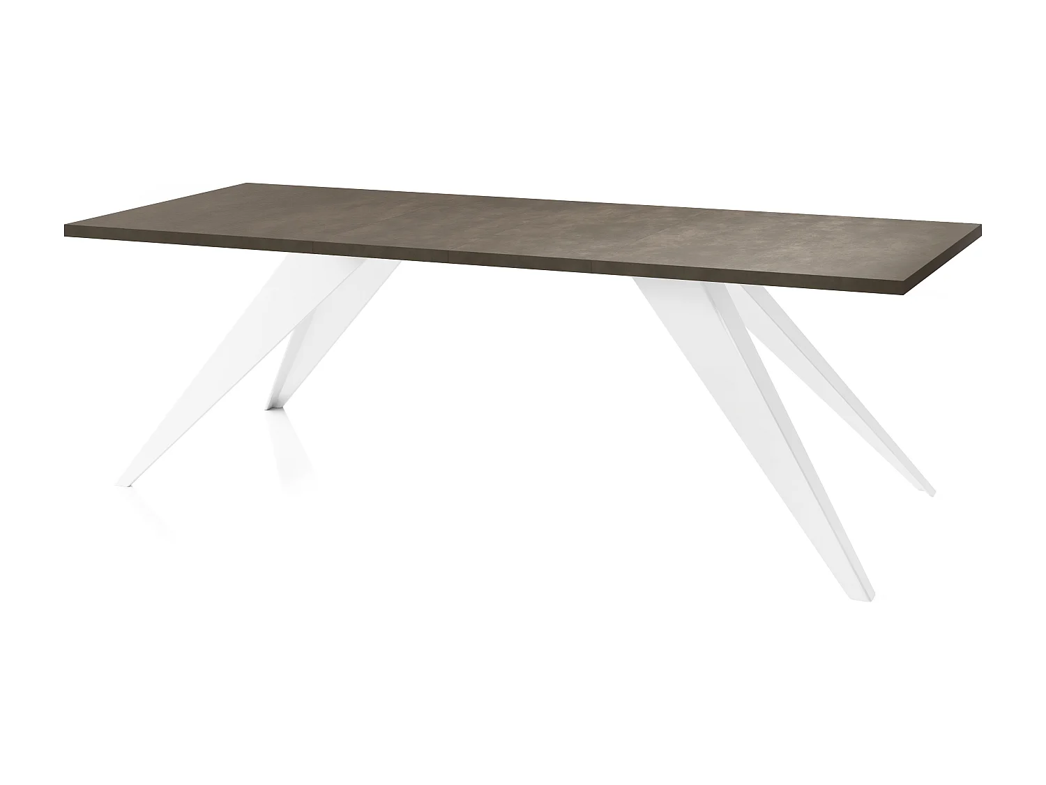 Esstisch Venus im Modern Still, Rechteckig Tisch - Ausziehbar von 140 cm bis 240 cm, Pulverbeschichtete Weiße Metallbeine - 140 x 80 cm - Chicago Beton Grau