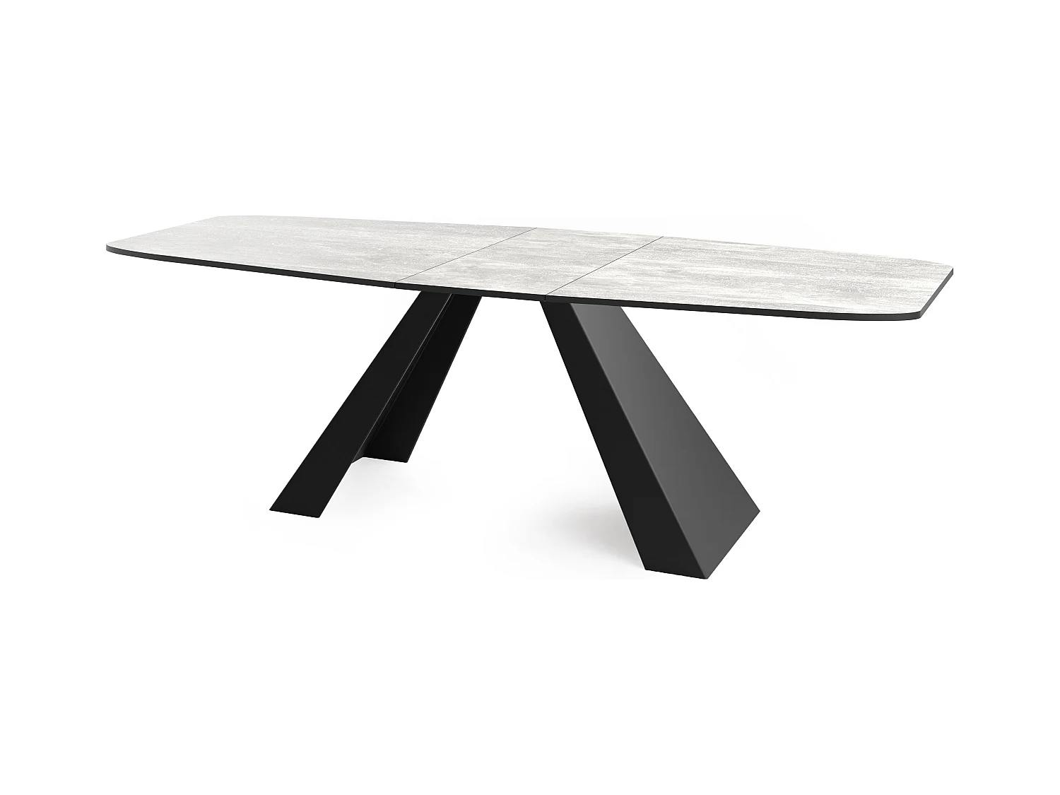 Table-à-Manger Extensible Monte Design Moderne, Table Rectangulaire - Extensible de 160 cm à 200 cm, Pieds Métalliques Noirs - 160x80 cm - Béton Gris