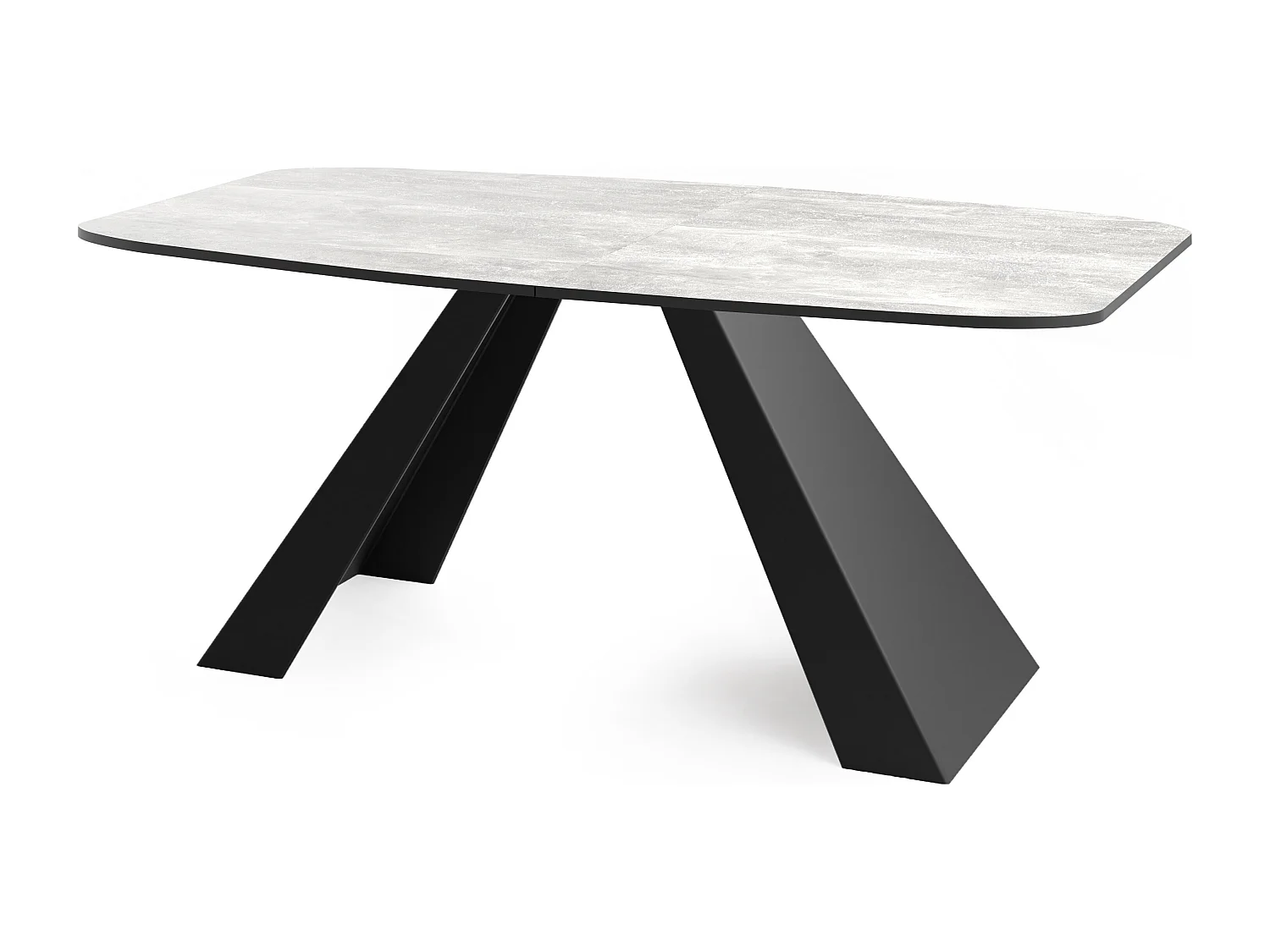 Esstisch Monte im Modern Stil, Rechteckiger Tisch - Ausziehbar von 160 cm bis 200 cm, Pulverbeschichtete Schwarze Metallbeine - 160 x 80 cm - Beton Grau