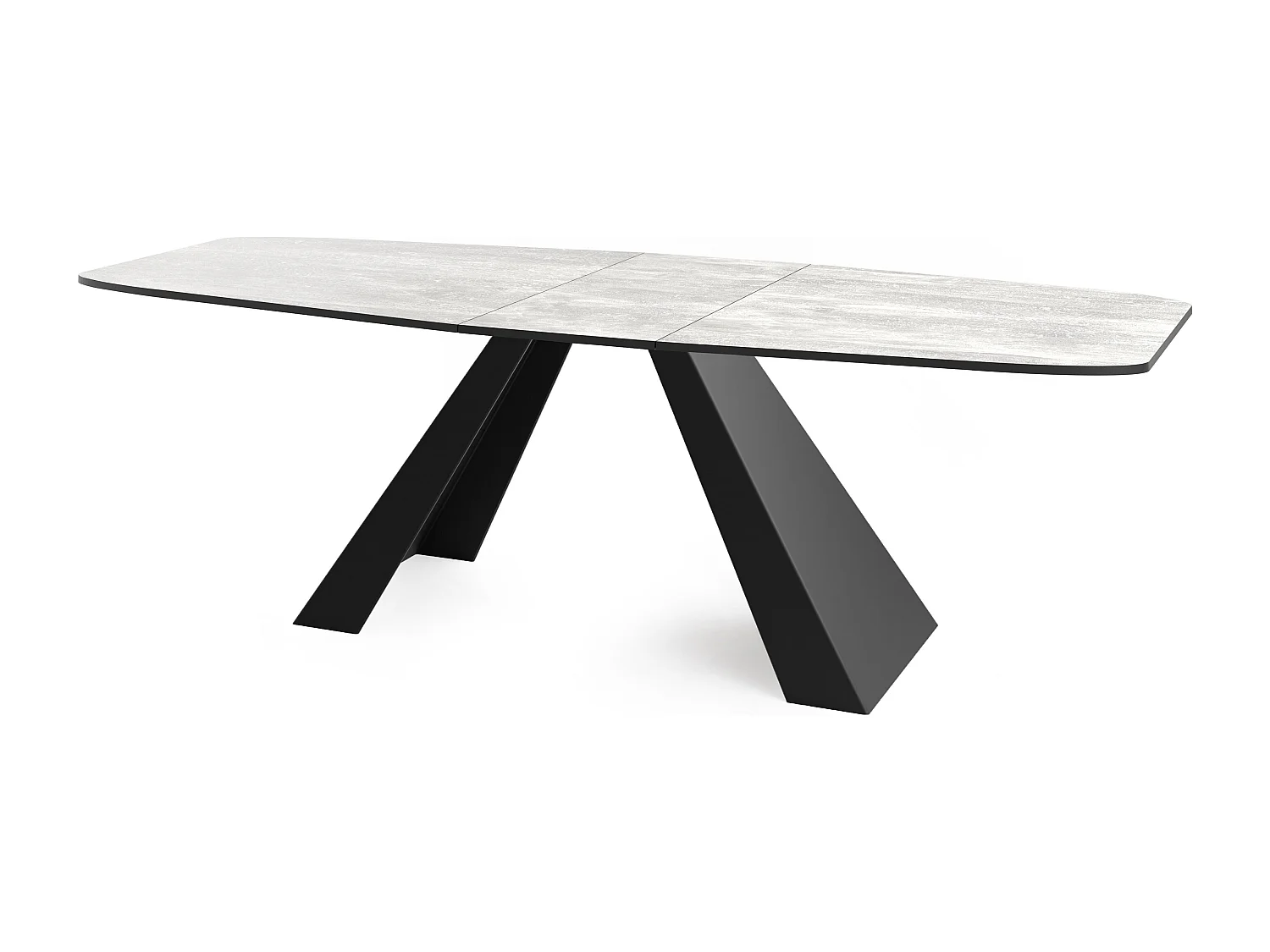 Esstisch Monte im Modern Stil, Rechteckiger Tisch - Ausziehbar von 160 cm bis 200 cm, Pulverbeschichtete Schwarze Metallbeine - 160 x 80 cm - Beton Grau