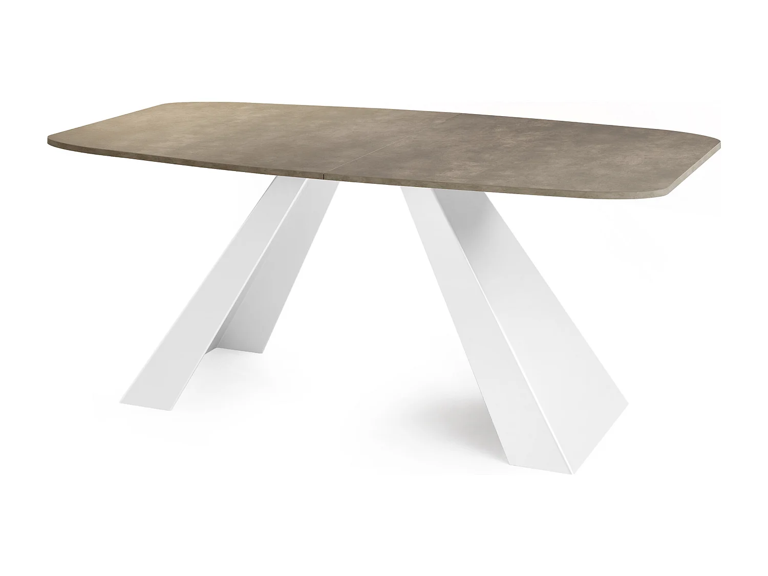 Esstisch Monte Weiß im Modern Stil, Rechteckiger Tisch - Ausziehbar von 180 cm bis 220 cm, Pulverbeschichtete Weiße Metallbeine - 180 x 90 cm - Chicago Beton Grau