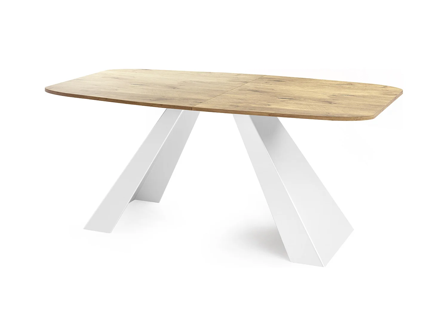 Table-à-Manger Extensible Monte Design Moderne, Table Rectangulaire - Extensible de 160 cm à 200 cm, Pieds Métalliques Blancs - 160x80 cm - Chêne Lancelot