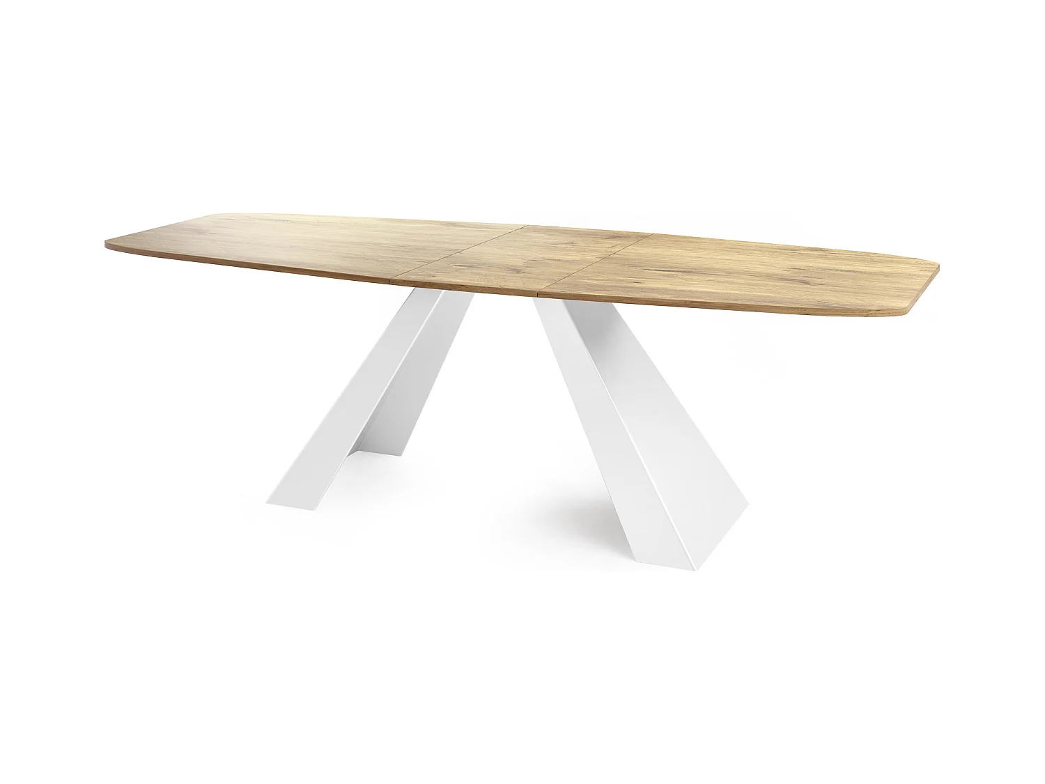 Table-à-Manger Extensible Monte Design Moderne, Table Rectangulaire - Extensible de 160 cm à 200 cm, Pieds Métalliques Blancs - 160x80 cm - Chêne Lancelot