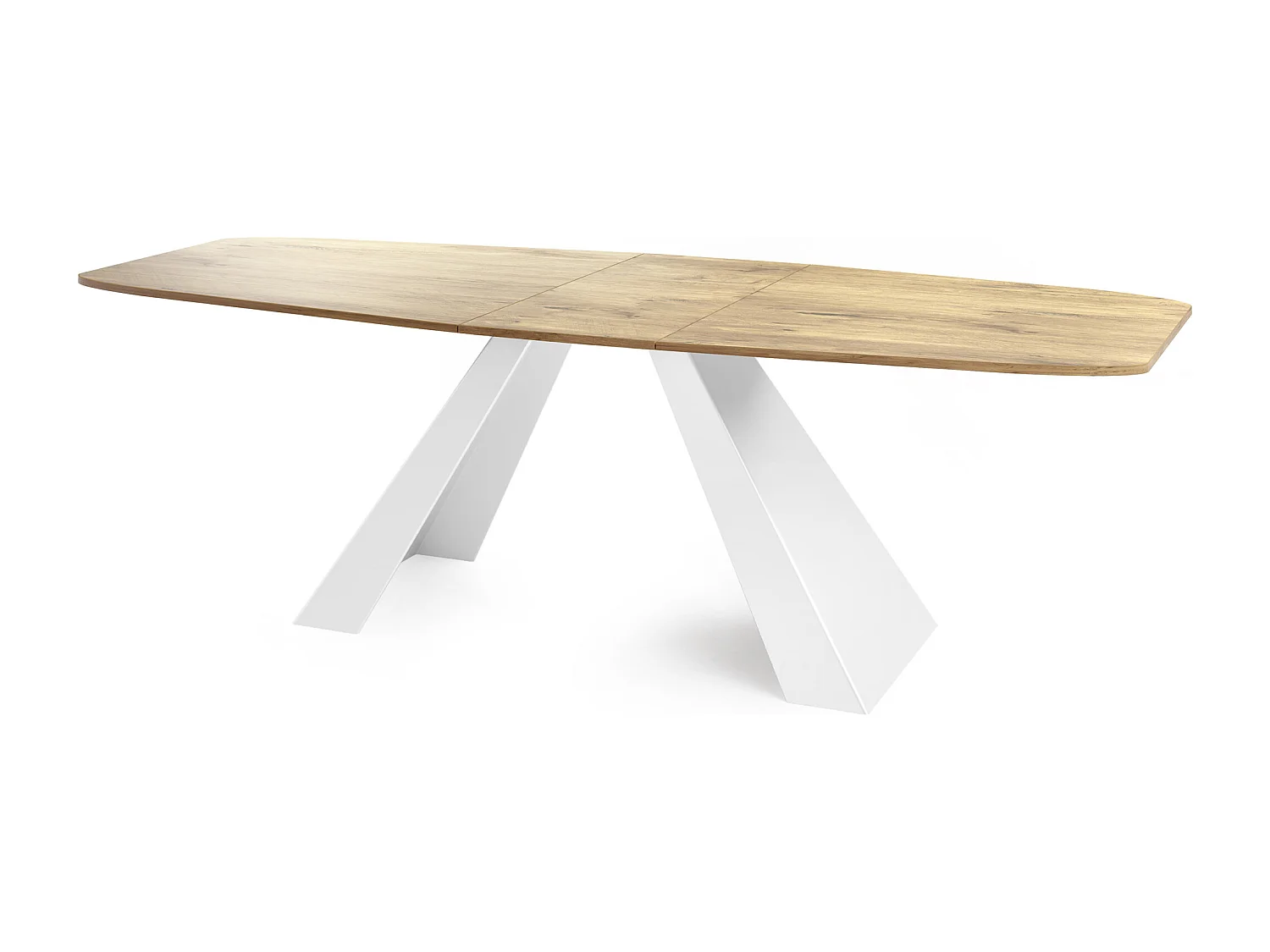 Esstisch Monte Weiß im Modern Stil, Rechteckiger Tisch - Ausziehbar von 160 cm bis 200 cm, Pulverbeschichtete Weiße Metallbeine - 160 x 80 cm - Lancelot Eiche