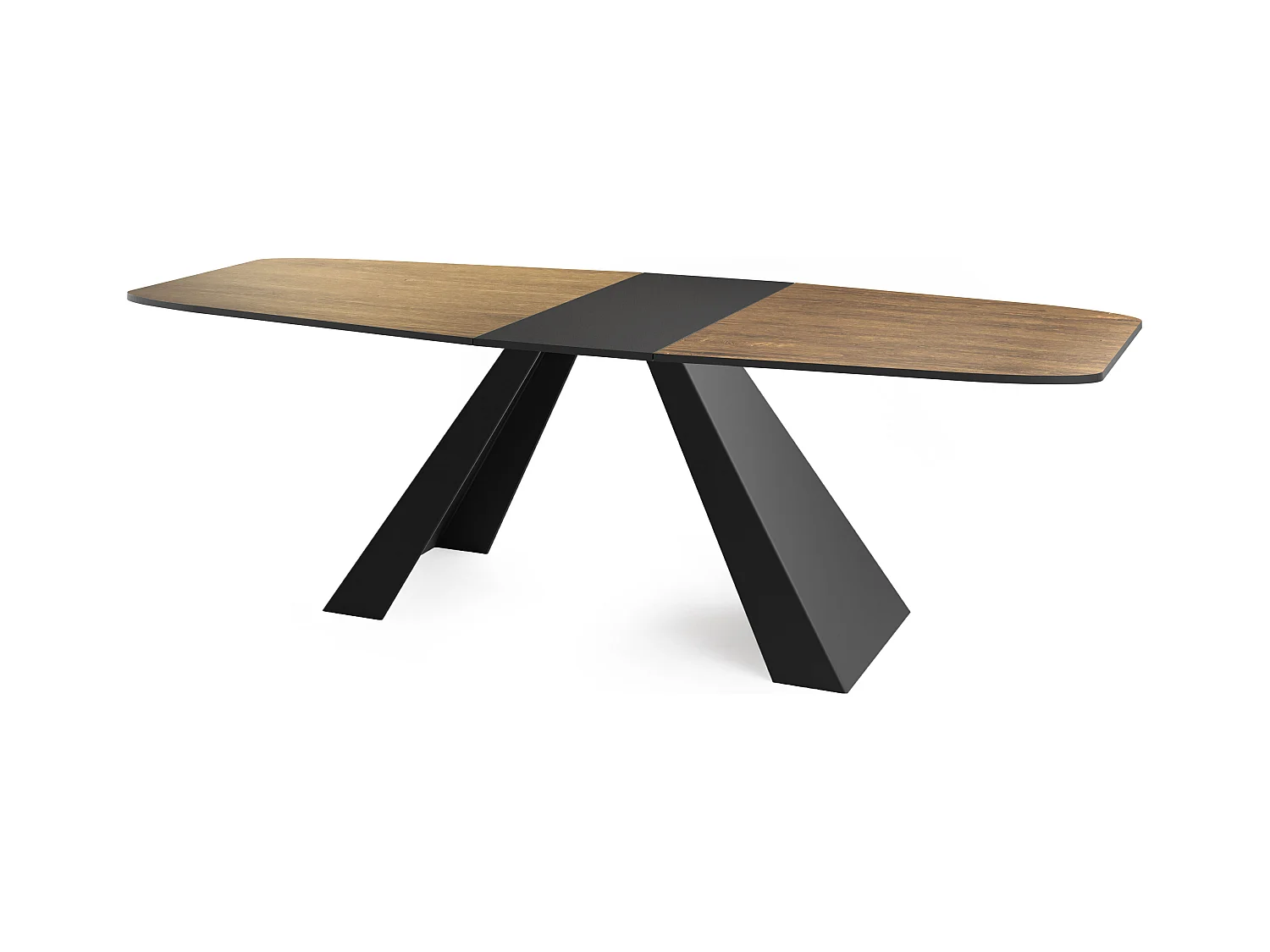 Table-à-Manger Extensible Monte Design Moderne, Table Rectangulaire - Extensible de 180 cm à 220 cm, Pieds Métalliques Noirs - 180x90 cm - Chêne Lefkas