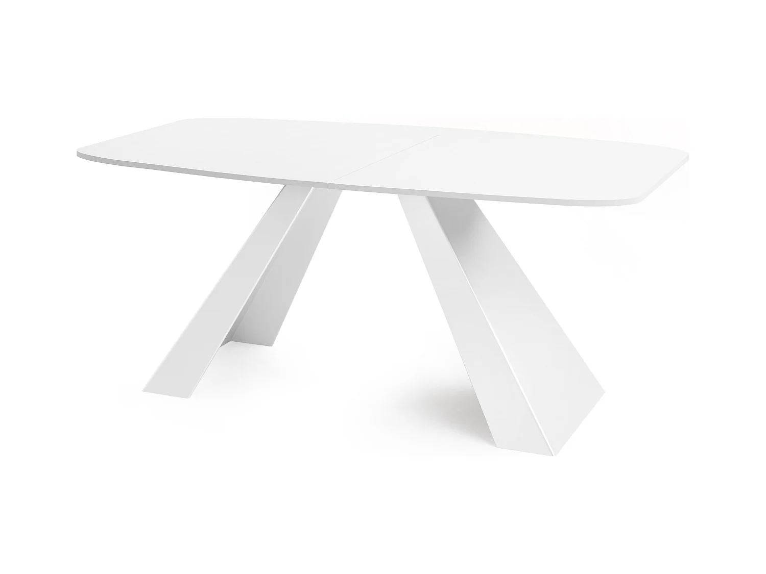 Table-à-Manger Extensible Monte Design Moderne, Table Rectangulaire - Extensible de 160 cm à 200 cm, Pieds Métalliques Blancs - 160x80 cm - Blanc