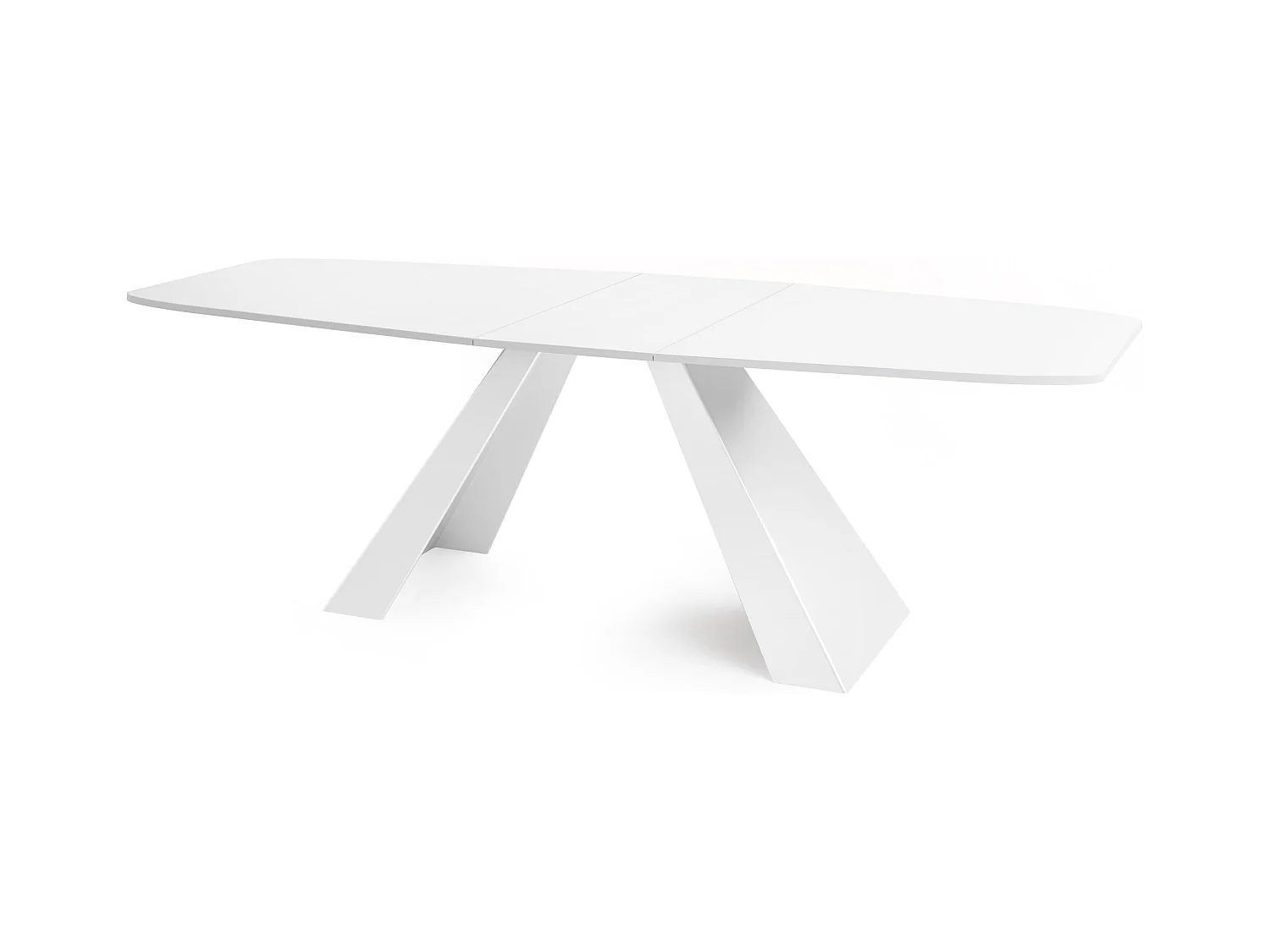 Table-à-Manger Extensible Monte Design Moderne, Table Rectangulaire - Extensible de 160 cm à 200 cm, Pieds Métalliques Blancs - 160x80 cm - Blanc