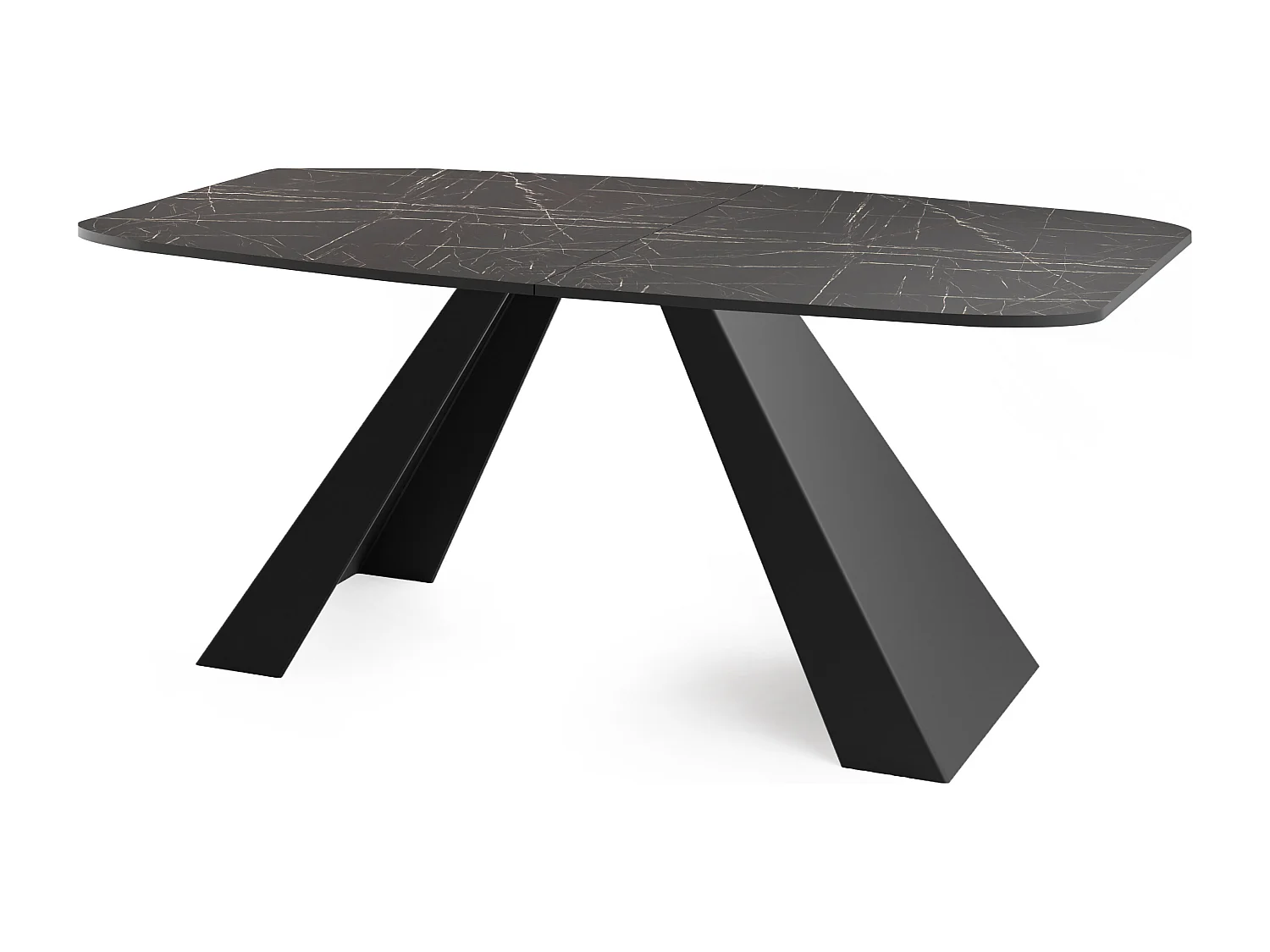 Table-à-Manger Extensible Monte Design Moderne, Table Rectangulaire - Extensible de 180 cm à 220 cm, Pieds Métalliques Noirs - 180x90 cm - Marbre Noir