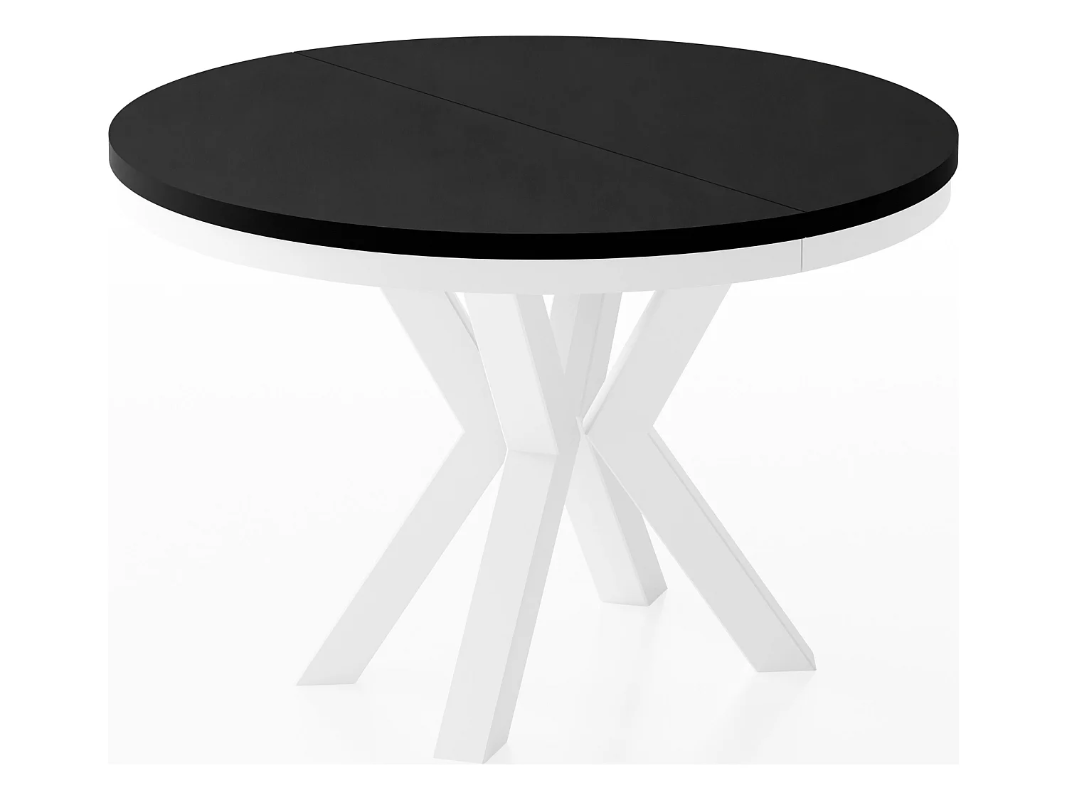 Table à Manger Ronde Extensible Style Loft - Table avec Pieds Métalliques Blancs - Table Gain de Place pour Salon - Noir - 120 à 200 cm