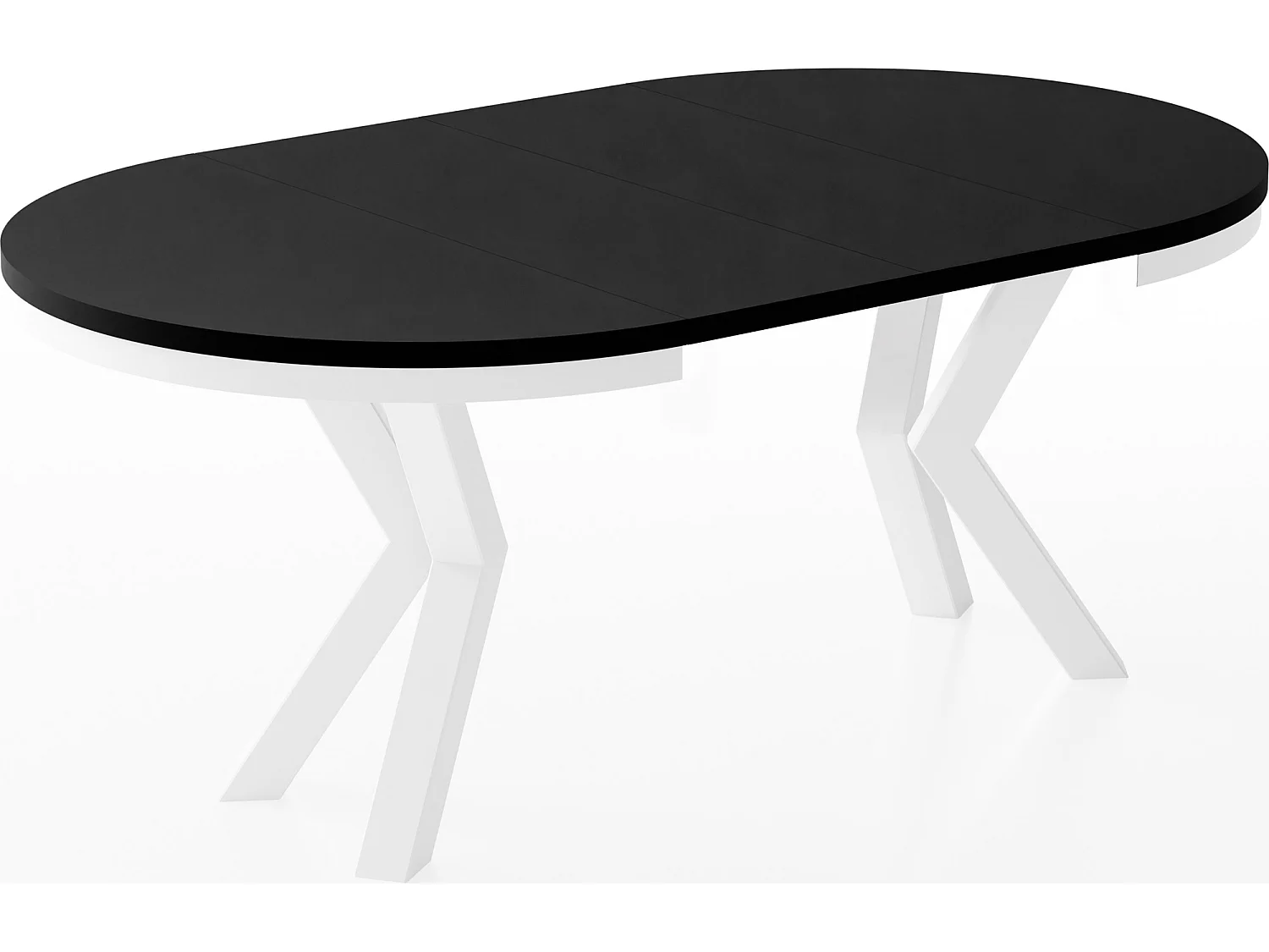 Table à Manger Ronde Extensible Style Loft - Table avec Pieds Métalliques Blancs - Table Gain de Place pour Salon - Noir - 120 à 200 cm