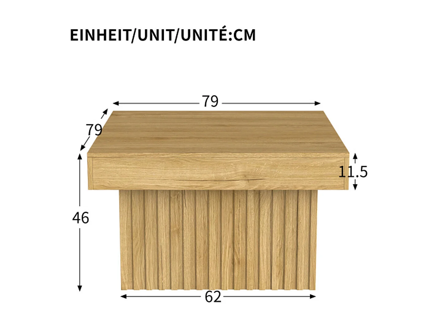 Couchtisch, Kaffee-Tisch mit Tischplatte,Robust und vielseitig, ideal für Wohnzimmer, Esszimmer und Büro