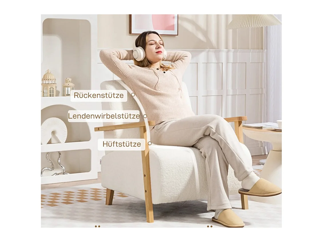 Sessel mit Rückenlehne, Relaxsessel Armlehnen, Gepolstert Loungesessel für Schlafzimmer, Wohnzimmer
