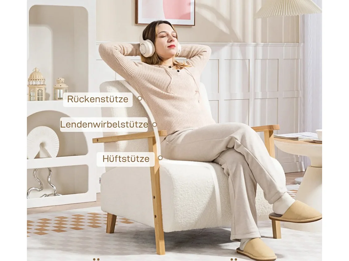 Sessel mit Rückenlehne, Relaxsessel Armlehnen, Gepolstert Loungesessel für Schlafzimmer, Wohnzimmer