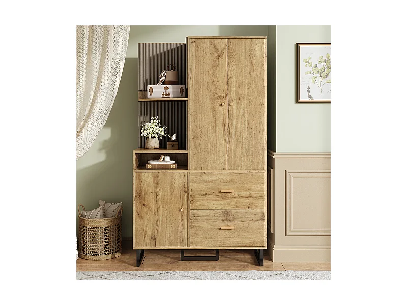 Flurgarderobe mit Gepolsterten Paneelen und Schuhschrank Kompaktgarderoben 110x186x38 cm