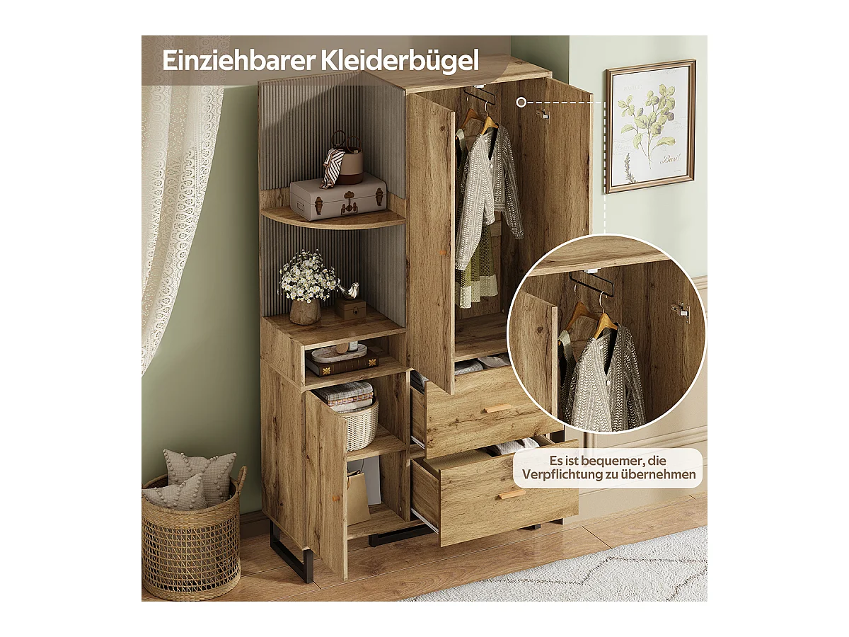 Flurgarderobe mit Gepolsterten Paneelen und Schuhschrank Kompaktgarderoben 110x186x38 cm