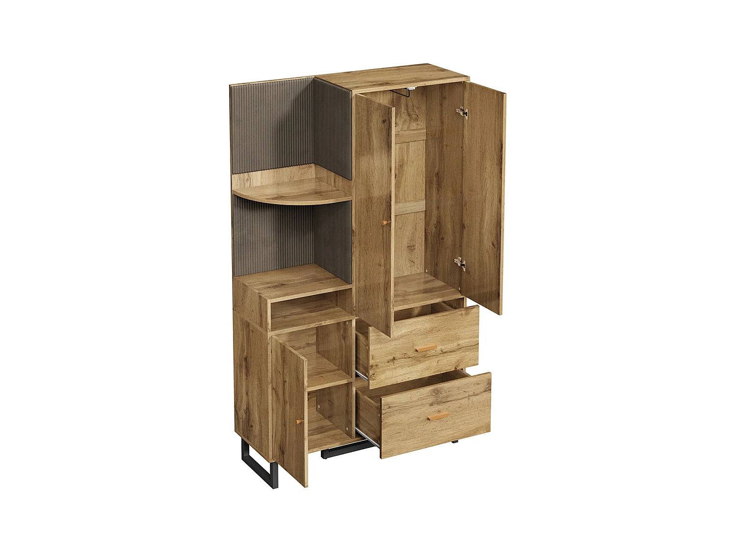 Flurgarderobe mit Gepolsterten Paneelen und Schuhschrank Kompaktgarderoben 110x186x38 cm