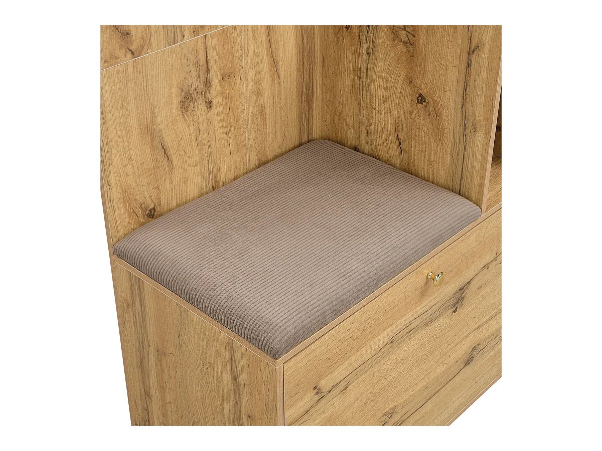 Garderobenset mit Spiegel und Polsterkissen Flurgarderobe Wandgarderoben-Set 110 x 185,5 x 37 cm