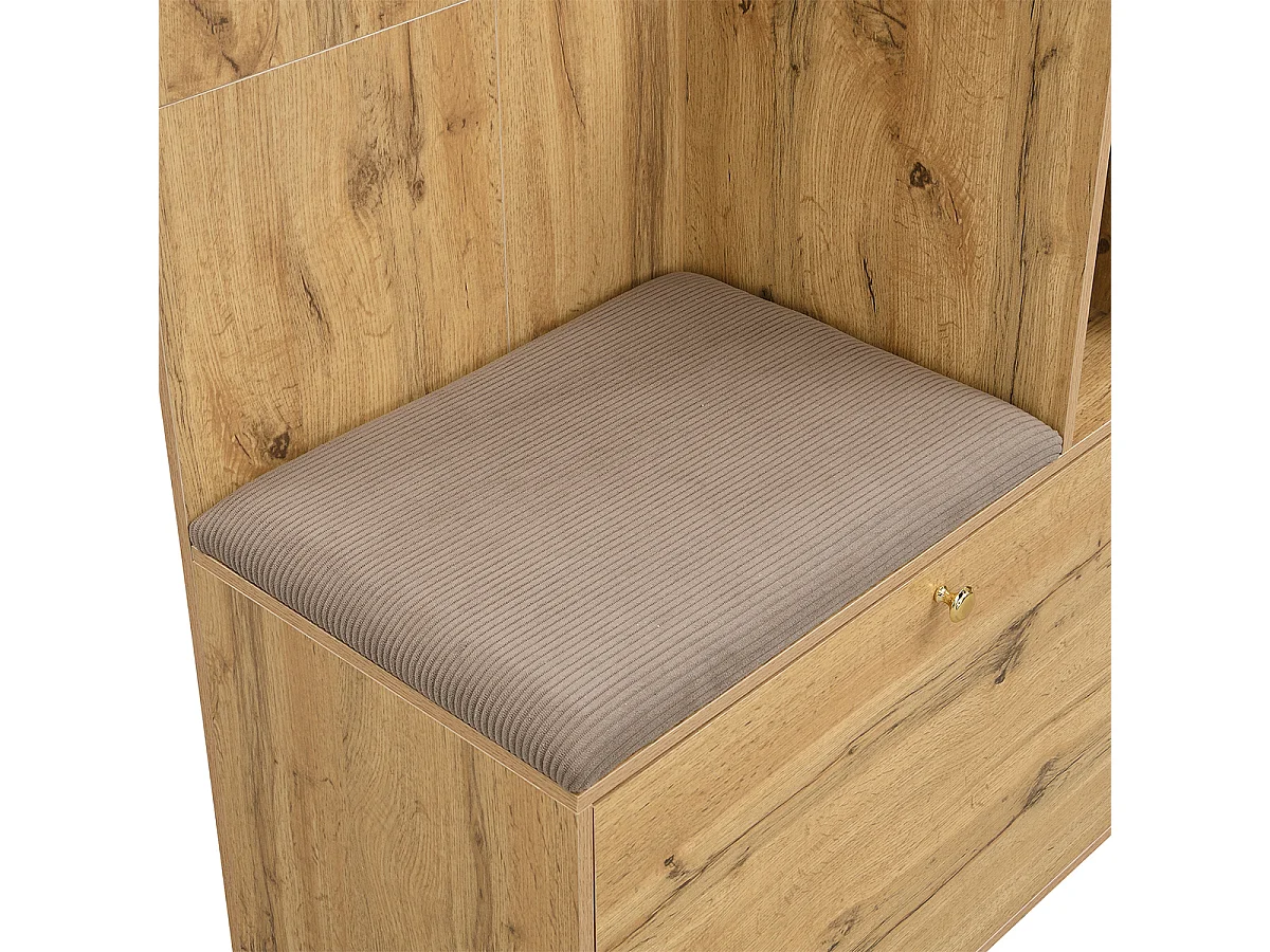 Garderobenset mit Spiegel und Polsterkissen Flurgarderobe Wandgarderoben-Set 110 x 185,5 x 37 cm