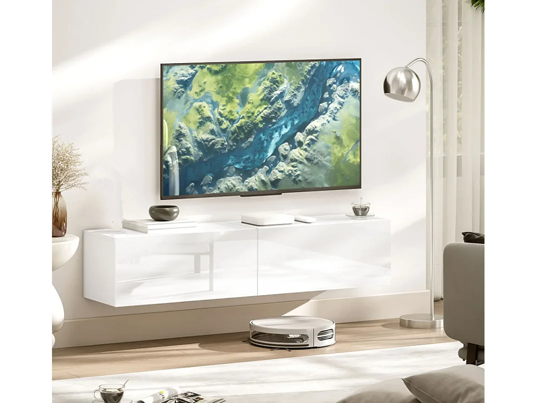 Wandmontierter TV-Schrank, schwebende TV-Kommode mit viel Ablagefläche und Stauraum TV-Ständer