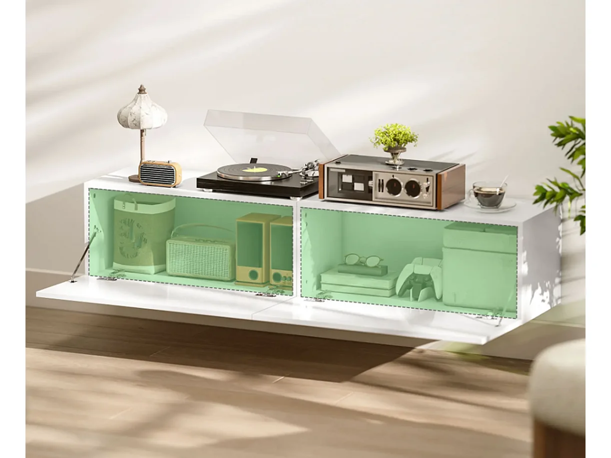 Wandmontierter TV-Schrank, schwebende TV-Kommode mit viel Ablagefläche und Stauraum TV-Ständer