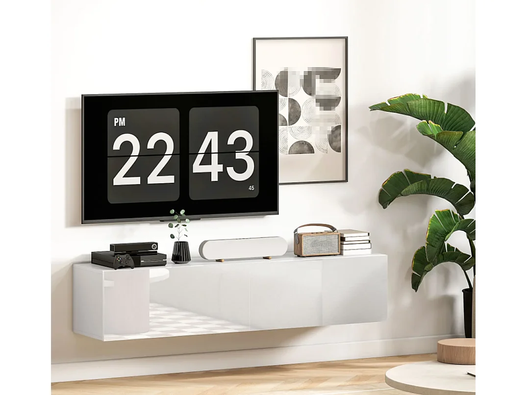 Wandmontierter TV-Schrank, schwebende TV-Kommode mit viel Ablagefläche und Stauraum TV-Ständer