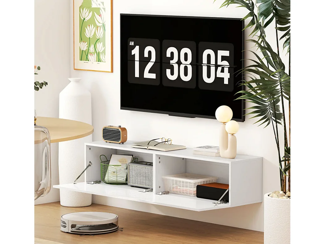 Wandmontierter TV-Schrank, schwebende TV-Kommode mit viel Ablagefläche und Stauraum TV-Ständer