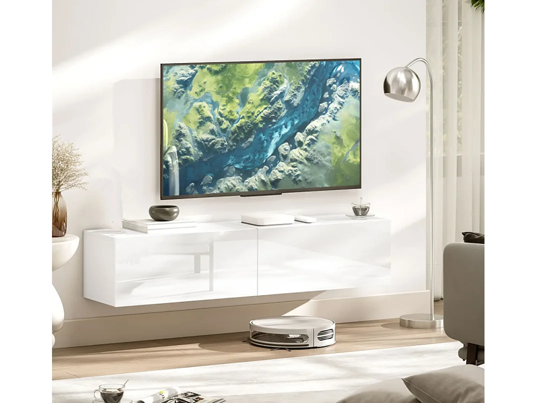 Wandmontierter TV-Schrank, schwebende TV-Kommode mit viel Ablagefläche und Stauraum TV-Ständer